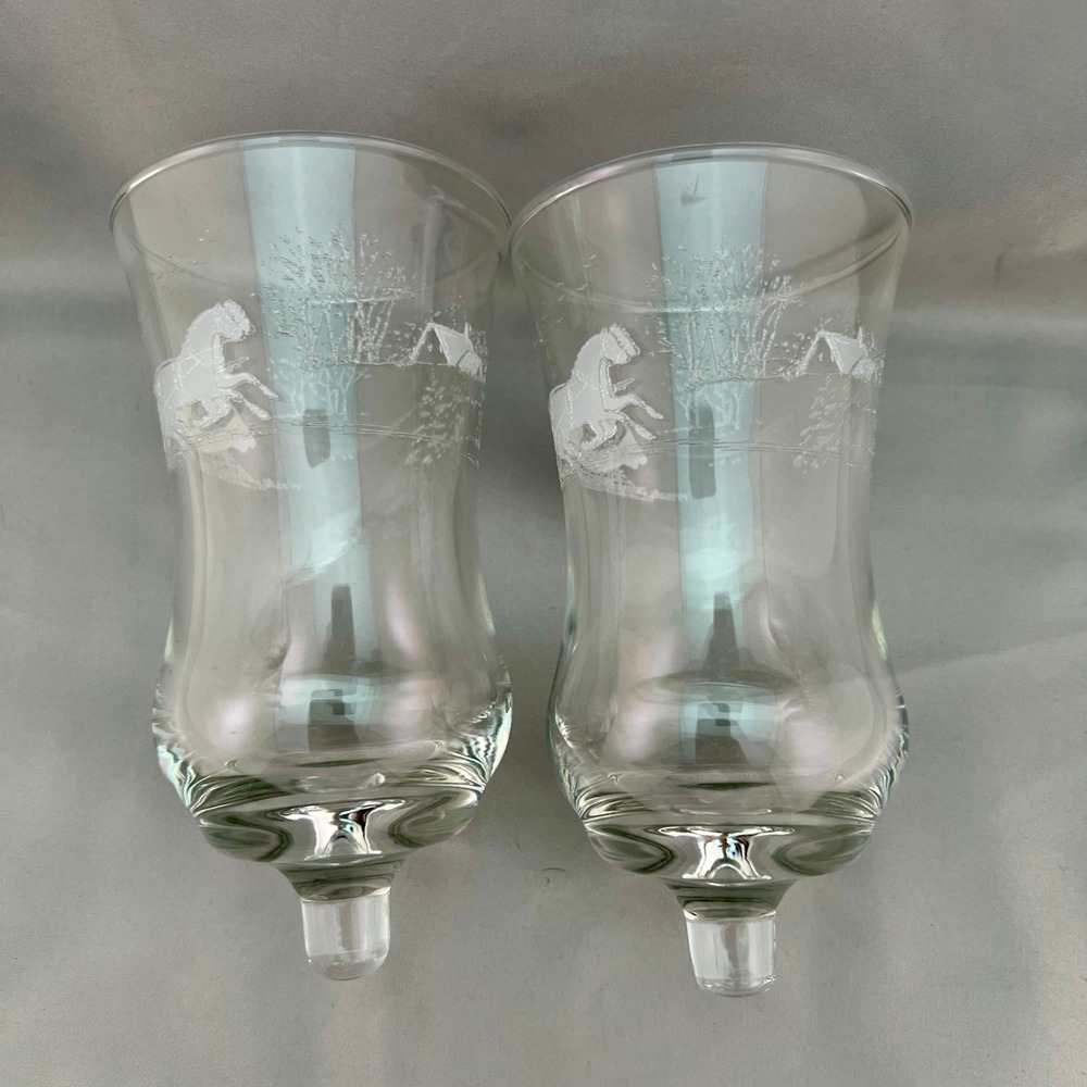 Homco Votive Holders Unisex OS Clear Excellent Sleigh Ride Peg Glass Set 2 - Picture 5 of 9